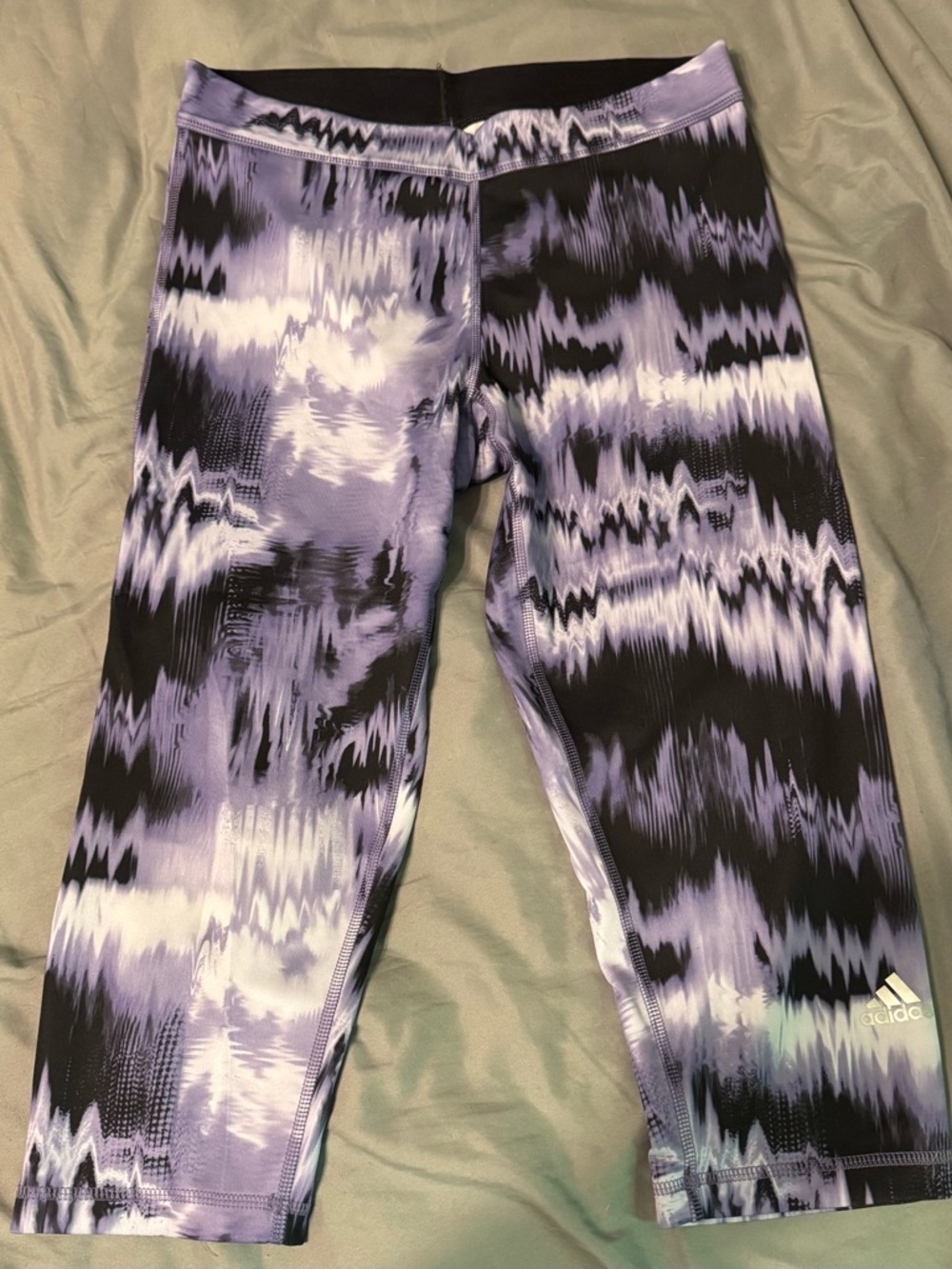 adidas Ladies Purple Patterned Capri Leggings
